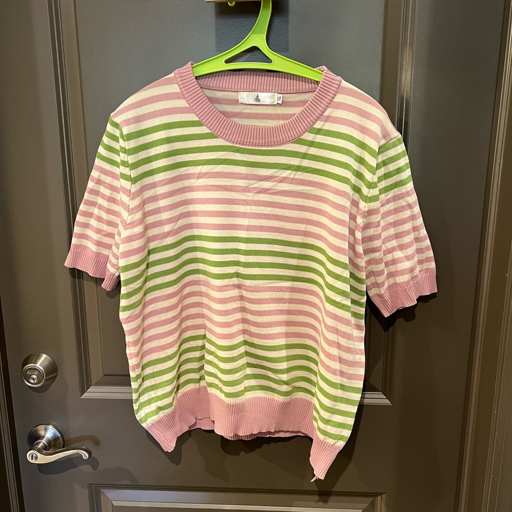 Colorful strip T-shirt sweater